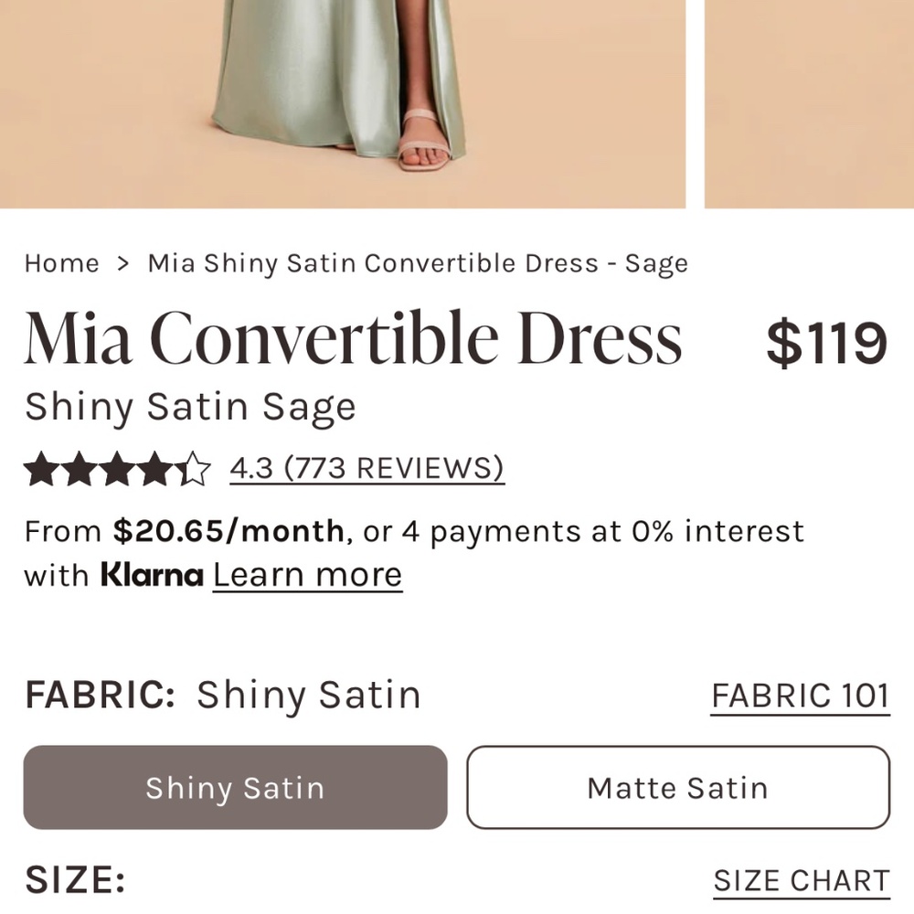 Mia Convertible Dress - Shiny Satin Sage - Picture 2 of 2